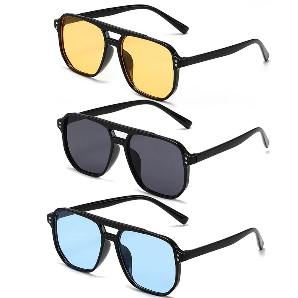 Punk Square Frame Sunglasses Anti-Uv Retro Sunglasses Beach Eye Protection Black Shades Glasses for Women Men Travel Accessories