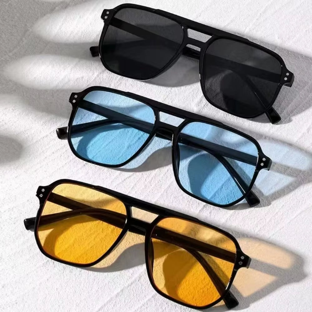 Punk Square Frame Sunglasses Anti-Uv Retro Sunglasses Beach Eye Protection Black Shades Glasses for Women Men Travel Accessories
